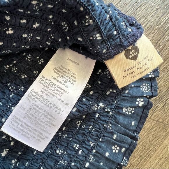 Madewell Lucie Smocked Tank Top in Bandana Flower Size Small Navy Blue White - Picture 13 of 16